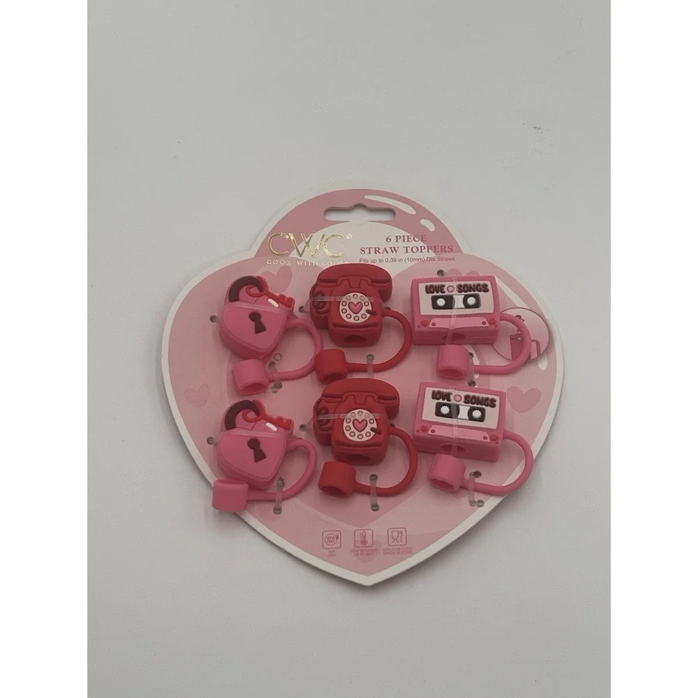 CWC 6pc Valentines Straw Toppers
